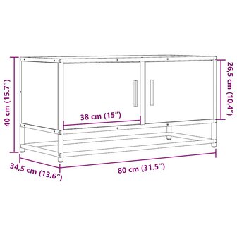 Tv-meubel 80x34,5x40 cm bewerkt hout en metaal zwart 10