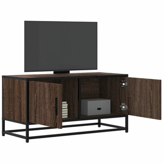 Tv-meubel 80x34,5x40 cm bewerkt hout metaal bruin eikenkleur 1