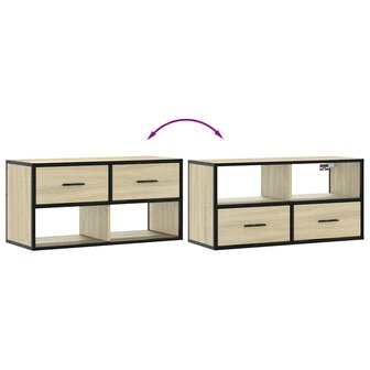 Tv-meubel 80x31x39,5 cm bewerkt hout metaal sonoma eikenkleurig 7