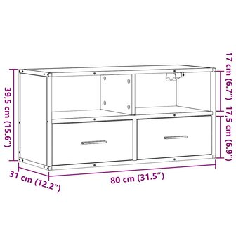 Tv-meubel 80x31x39,5 cm bewerkt hout metaal sonoma eikenkleurig 11