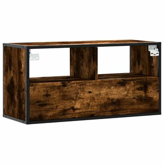 Tv-meubel 80x31x39,5cm bewerkt hout metaal gerookt eikenkleurig 6