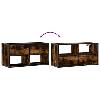 Tv-meubel 80x31x39,5cm bewerkt hout metaal gerookt eikenkleurig 7