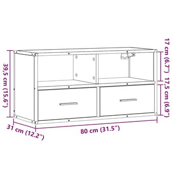 Tv-meubel 80x31x39,5cm bewerkt hout metaal gerookt eikenkleurig 11