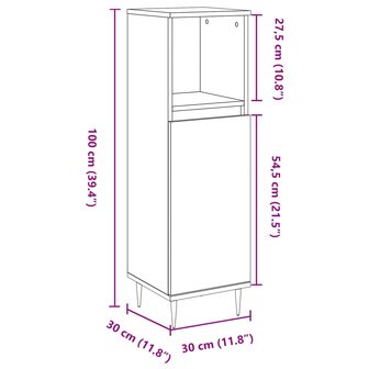 Badkamerkast 30x30x100 cm bewerkt hout oud houtkleurig 11