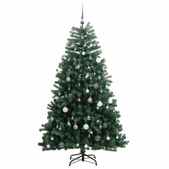 Kunstkerstboom met scharnieren 300 LED&amp;apos;s en kerstballen 210 cm 4