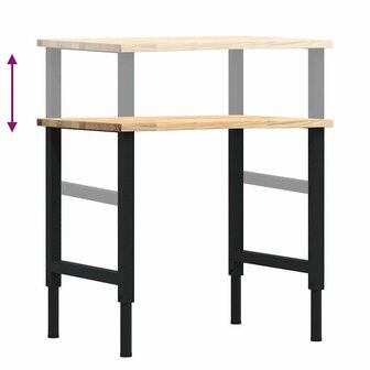 Werkbank 80x60x(71,5-98) cm massief eikenhout 9