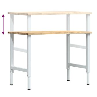 Werkbank 100x60x(71,5-98) cm massief eikenhout 9