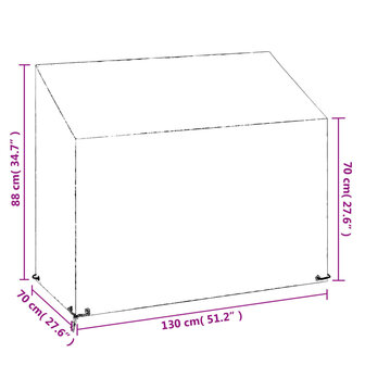 Tuinbankhoezen 2 st 8 oogjes 130x70x70/88 cm polyetheen 9