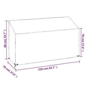 Tuinbankhoezen 2 st 12 oogjes 210x70x70/88 cm polyetheen 9