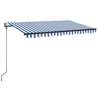 Luifel automatisch met LED en windsensor 300x250 cm blauw wit 2