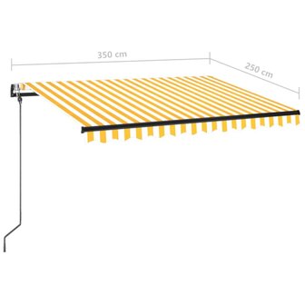 Luifel automatisch met LED en windsensor 350x250 cm geel en wit 10