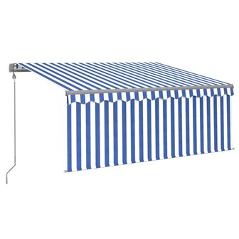 Luifel automatisch uittrekbaar rolgordijn 3,5x2,5 m blauw wit 2