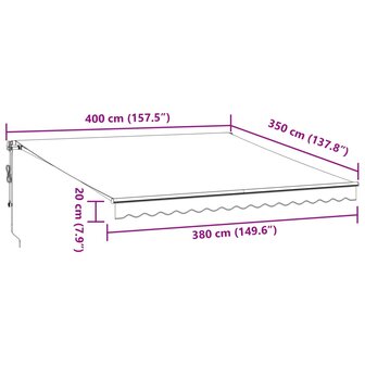 Luifel automatisch uittrekbaar 400x350 cm bordeauxrood 11