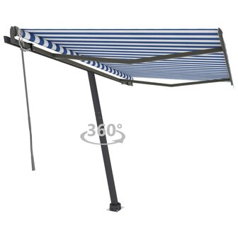 Luifel vrijstaand automatisch 350x250 cm blauw en wit 1