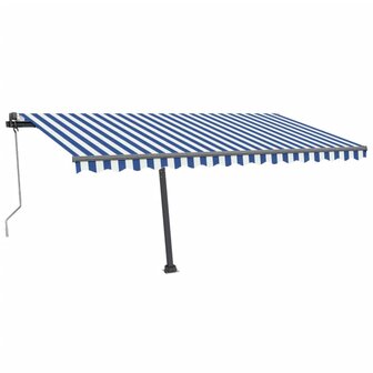 Luifel vrijstaand automatisch 400x350 cm blauw en wit 2