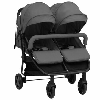 Tweeling buggy staal donkergrijs en zwart 1