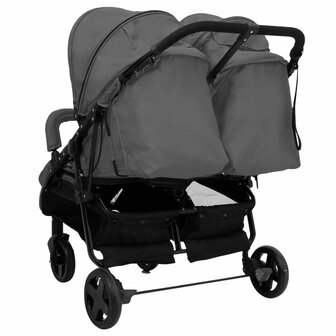 Tweeling buggy staal donkergrijs en zwart 6