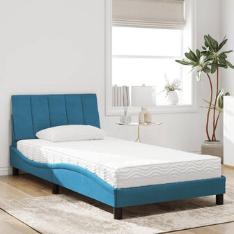 Bed met matras fluweel blauw 100x200 cm 3