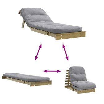 Futon slaapbank met matras 70x206x11 cm ge&iuml;mpregneerd hout 8