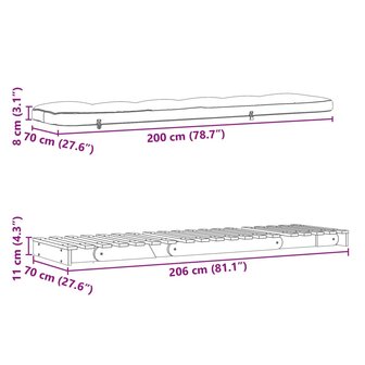 Futon slaapbank met matras 70x206x11 cm ge&iuml;mpregneerd hout 12