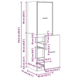 Apothekerskast 40x41x144,5 cm bewerkt hout wit 10