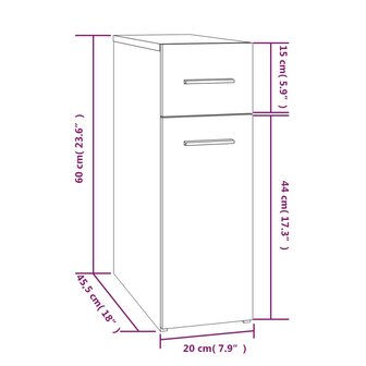 Apothekerskast 20x45,5x60 cm bewerkt hout gerookt eikenkleurig 7