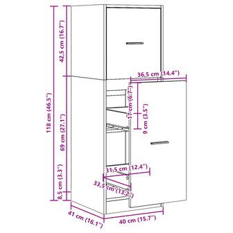 Apothekerskast 40x41x118 cm bewerkt hout wit 10