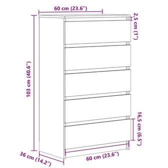 Ladekast 60x36x103 cm bewerkt hout oud houtkleurig 10