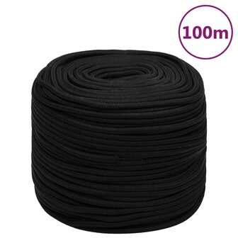 Werktouw 8 mm 100 m polyester zwart 1