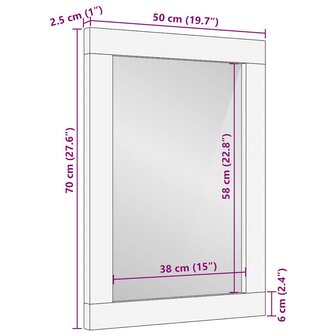 Badkamerspiegel 50x70 cm massief mangohout en glas 11