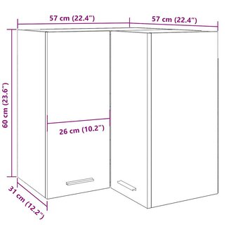 Hanghoekkast 57x57x60 cm spaanplaat betongrijs 10