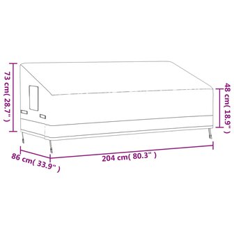 Tuinhoezen 3-zitsbank 600D 204x86x48/73 cm oxford 12