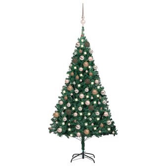 Kunstkerstboom met verlichting en kerstballen 180 cm PVC groen 1