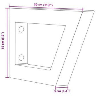 Wandbeugels voor wasbak 2 st trapezium staal wit 9