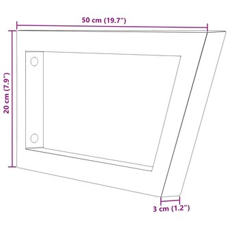 Wandbeugels voor wasbak 2 st trapezium staal zwart 9