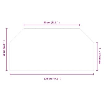 Glasplaat openhaard zeshoekig 120x60 cm 9