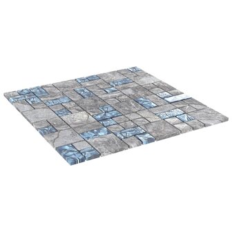 Moza&iuml;ektegels 22 st 30x30 cm glas grijs en blauw 3