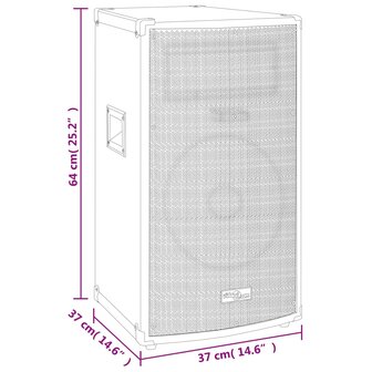 Hifi-podiumluidspreker passief 1000 W 37x37x64 cm zwart 8