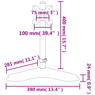 Monitorbeugel VESA 75/100 mm zwart staal 10