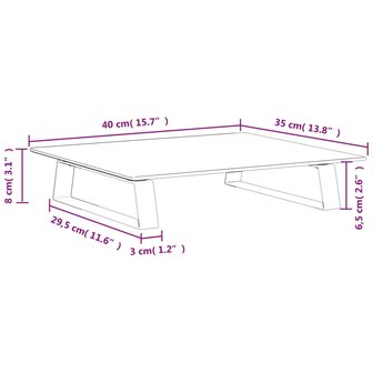 Monitorstandaard 40x35x8 cm gehard glas en metaal wit 8