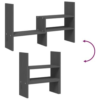 Monitorstandaard (39-72)x17x43 cm massief grenenhout grijs 9