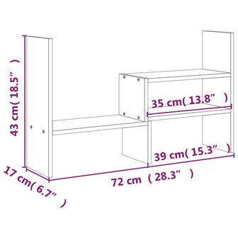 Monitorstandaard (39-72)x17x43 cm massief grenenhout grijs 11