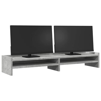 Monitorstandaard 100x24x16 cm bewerkt hout betongrijs 3