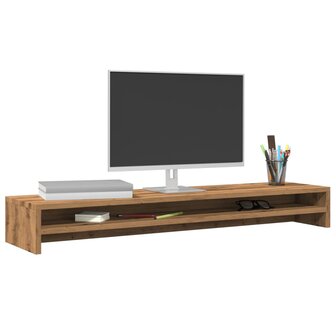 Monitorstandaard 100x24x13cm bewerkt hout artisanaal eikenkleur 1