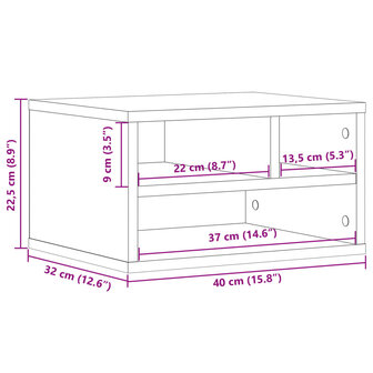 Printerkastje 40x32x22,5 cm bewerkt hout grijs sonoma eiken 10