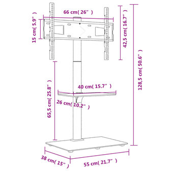 Tv-standaard hoekmodel 2-laags voor 32-65 inch zwart 11