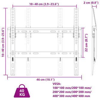 Tv-muurbeugel 26-63 inch scherm 40 kg Max VESA 400x400 cm 8