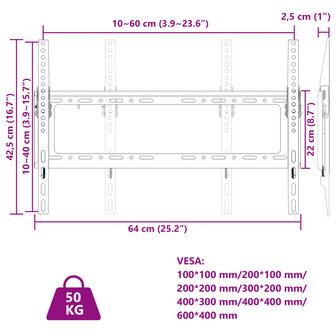 Tv-muurbeugel 26-63 inch scherm 50 kg Max VESA 600x400 cm 8