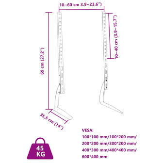 TV-standaards 2 st 37-75 inch scherm 45 kg Max VESA 600x400 mm 8