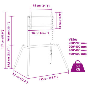 TV-standaard voor 37-86 inch scherm 60 kg Max VESA 400x600 mm 10